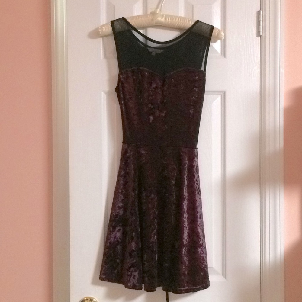 ASOS New Look Purple Velvet Fit & Flare Dress